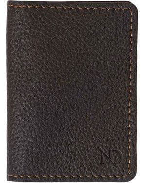 N'damus London Bishopsgate Plum Leather Credit Card Holder - Black