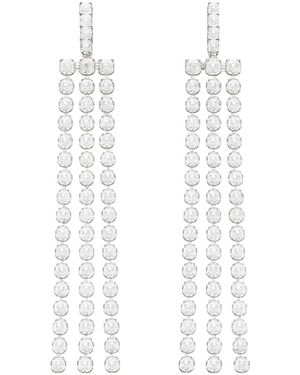 Maison De Gala Nova Linear Tassel Crystal Earrings - White