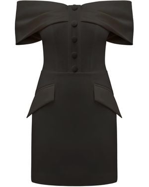 Tia Dorraine Steel Confidence Off-Shoulder Mini Dress - Black