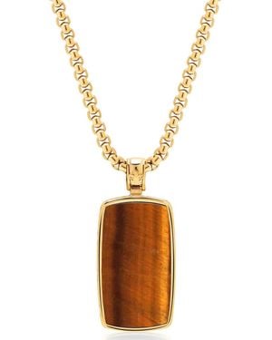 Nialaya Tiger Eye Dog Tag Necklace - Metallic