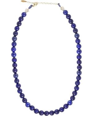 Kris Nations Lapis Baller Gemstone Beaded Necklace - Blue
