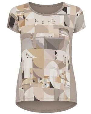 Conquista Short Sleeved Geometric Print Top - Natural