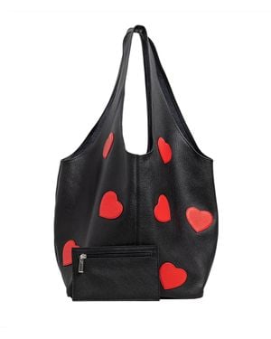 Laura Olaru Sack Leather Bag With Hearts Attached - Black