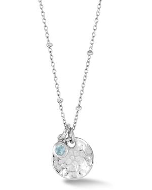 Dower & Hall Hammered Disc & Aquamarine Array Necklace - Metallic