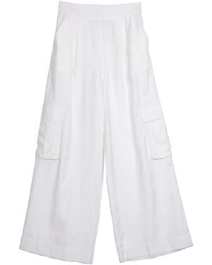 Vænn Baxter Wide Leg Pull On Cargo Pant Pearl - White
