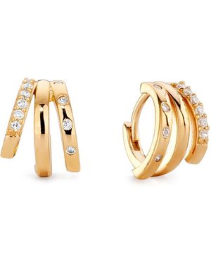 Aaria London Trinity Huggie Illusion Earrings - Metallic