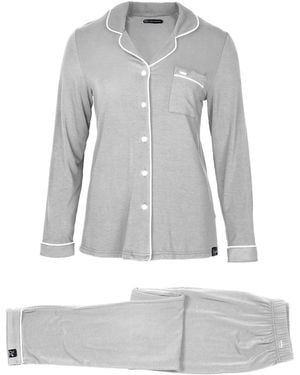 Pretty You London Bamboo Long Sleeved Trouser Pyjama - Grey