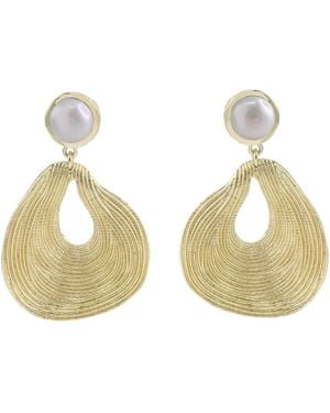 Marcia Moran Coleen Statement Earrings Pearl - Metallic