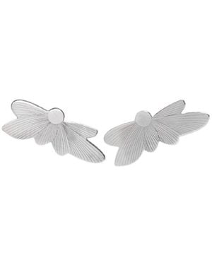 Silver Moon Bloom Sterling Earrings - White