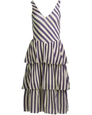 Kristinit Neutrals Stripe Silk Bliss Dress - Blue