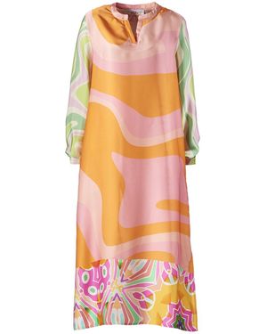 Soul Kathrine 'Long Sleeve Maxi Dress Fancy Four - Orange