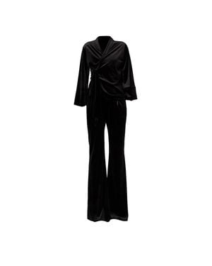 LIA ARAM Two-Piece Draped Velvet Suit - Black