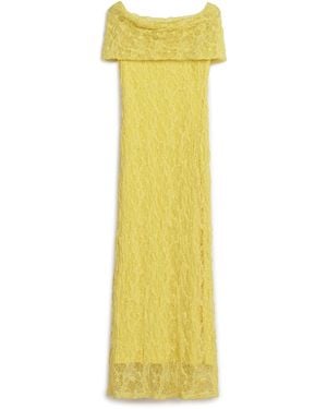 Nocturne Off-The-Shoulder Lace Detailed Maxi Dress - Yellow