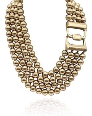 Michael Nash Jewelry Irena Four Strand Worn Bead Necklace - Metallic