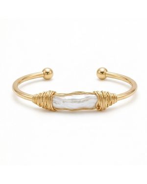 Divine Aria Lelia Natural Keshi Pearl Bangle, Grade Aaa Pearl - Metallic