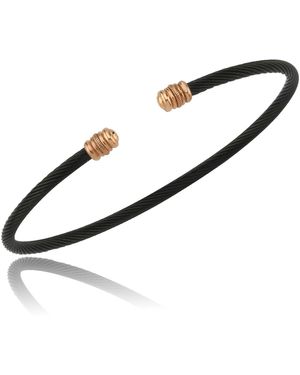Ecce | Artisan Diamonds 14K Solid Tipped Twist Bangle Bracelet - Brown