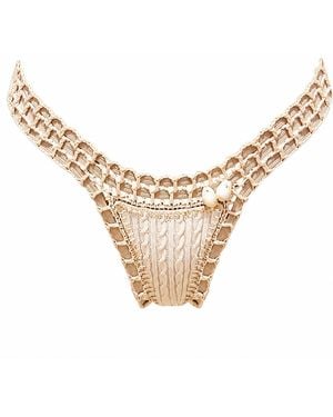 Luxsea Swimwear Neutrals Sardinia Sand Textured Crochet Bikini Bottom - Metallic