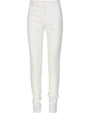Circular Path Button Fly Skinny Jean - White