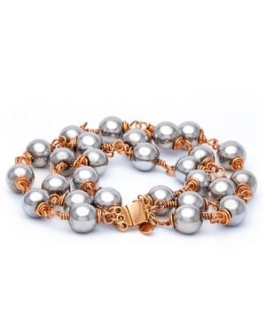 Rejected Hearts Club La Princesa Hematite Beaded Bracelet With Magnetic Clasp - Metallic