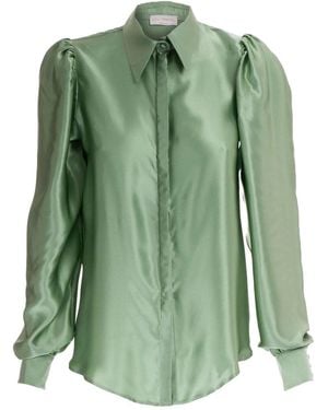 Sofia Tsereteli Satin Silk Blouse - Green