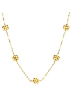 Nazzar Daisy Flower Station By The Yard Necklace - Metallic