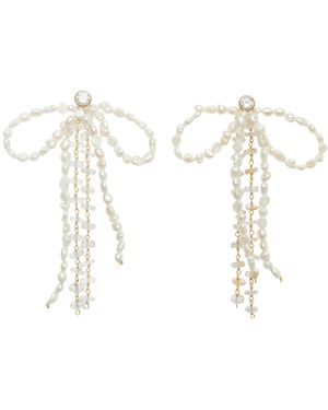 Lavani Jewels Aurora Ribbon Pearl Earrings - White