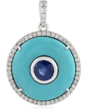 Artisan 18K, Sapphire & Diamond Halo Pendant - Blue