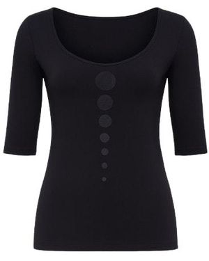Conquista Faux Leather Detail Top - Black