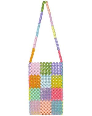 Tillie Beads Shoulder Strap Mini Bead Bag - White