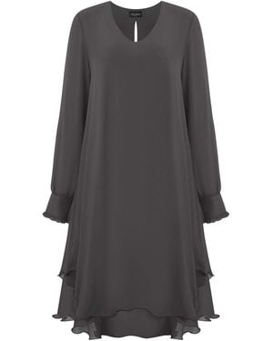 James Lakeland Long Sleeve Charcoal Wave Hem Dress - Grey