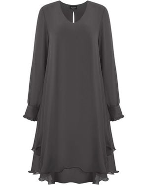 James Lakeland Long Sleeve Charcoal Wave Hem Dress - Gray