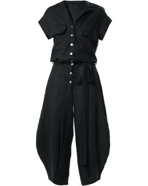 Metamorph Relaxed Jumpsuit With Linen - Black