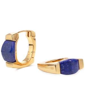 Retro Chic Ishtar Goddess Hoop Earrings - Blue