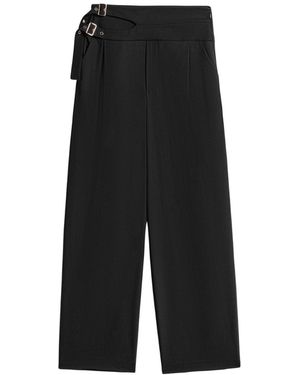 Nocturne Cut-Out Waist Wide-Leg Pants - Black