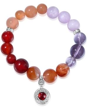 Aurozia Five Elements Fire Garnet The Sun Firebird Pendant Crystal Bracelet - Red