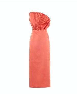 Justin Tong Rory Pleated Gown - Red