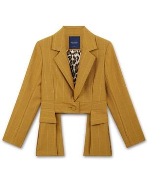 Amanda Thompson Couture Andy Suit Jacket Mustard Pinstripe - Yellow