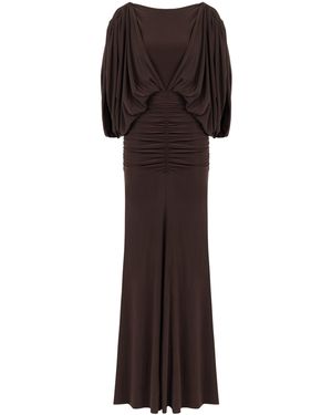 Nocturne Draped Maxi Dress - Brown