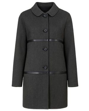 Conquista Coat With Leather Look Detail - Black