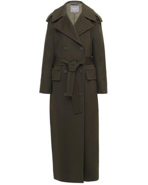 InAvati Forest Double-Breasted Wool Coat - Green