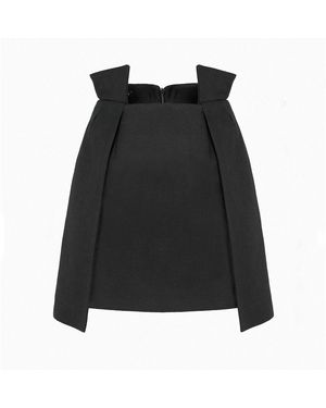 AVENUE No.29 Wool Blend Wrap Mini Skirt - Black