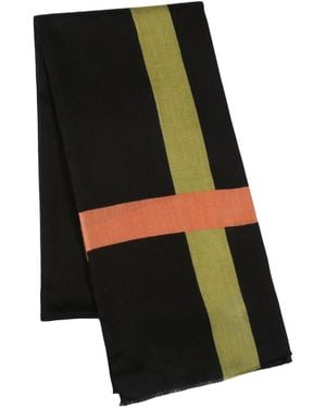 Heritagemoda Neutrals Handpainted Cashmere Wool Silk Scarf - Black