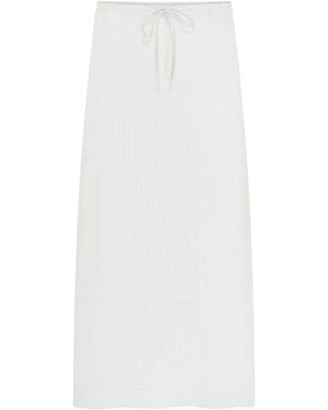 Rave on Trend Crinkle Cotton Midi Skirt-Lined - White