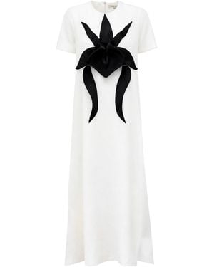 Julia Allert Ankle-Length Knit Dress With Flower Detail - White
