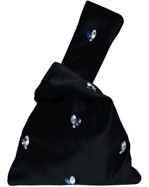 2KStyle Blumarine Crystal Hand Embellished Velvet Mini Wristlet Pouch - Black
