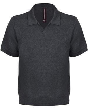DAVID WEJ Enzo Cotton V-Neck Polo - Black