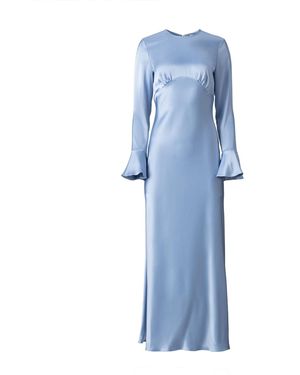 MOOS STUDIO Celeste Satin Maxi Dress - Blue