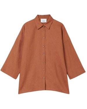 Dāl the Label Essential Linen Oversized Shirt Terracota - Brown