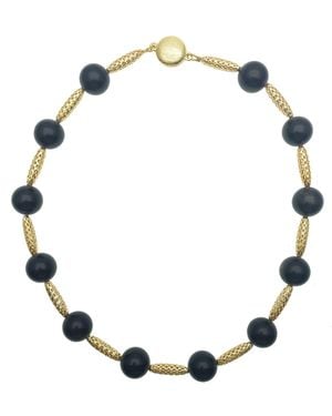 Farra Tiger Eyes Mesh Short Necklace - Blue