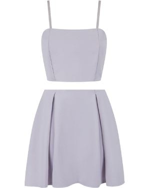 Asteliia Electra Pleat Mini Skirt And Crop Top Co-Ord Set - Purple